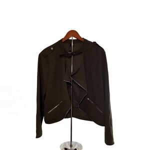 Trende Olive Green Asymmetrical Moto Jacket Plus Size 3X Collar Buckle